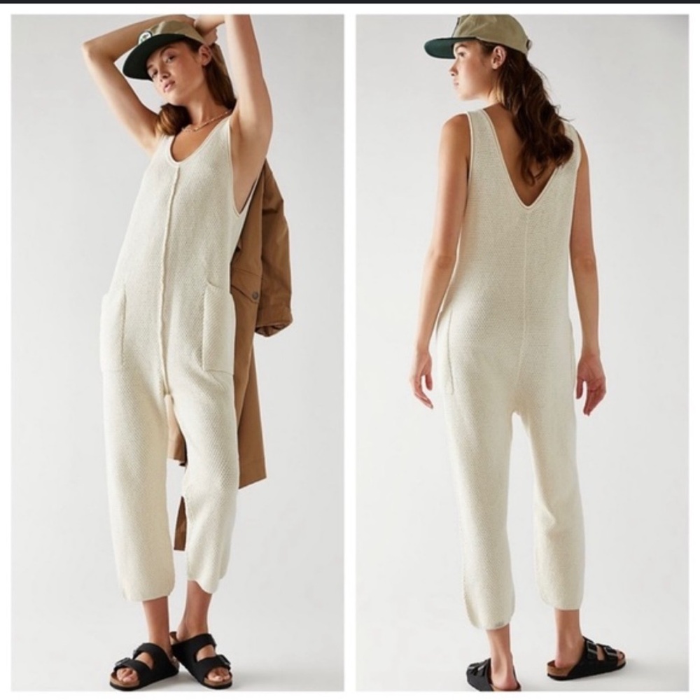 Free People Cream Jumpsuit
